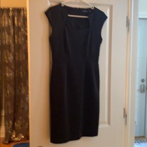 Black scuba shift with cool neckline